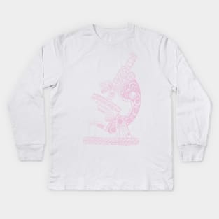 Scientific Microscope Line Drawing (Rose Petal) Kids Long Sleeve T-Shirt